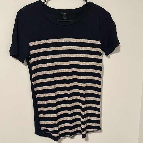 100% Linen J Crew Navy Blue Career Work Short Sleeve T-Shirt Size XXS - Picture 1 of 4